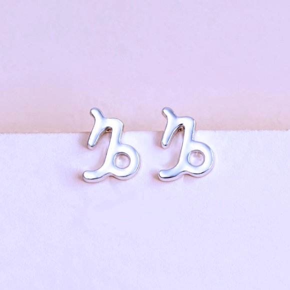 CAPRICORN Zodiac Silvertone Stud Earrings  on Card NEW! 1122x2 - Picture 2 of 4